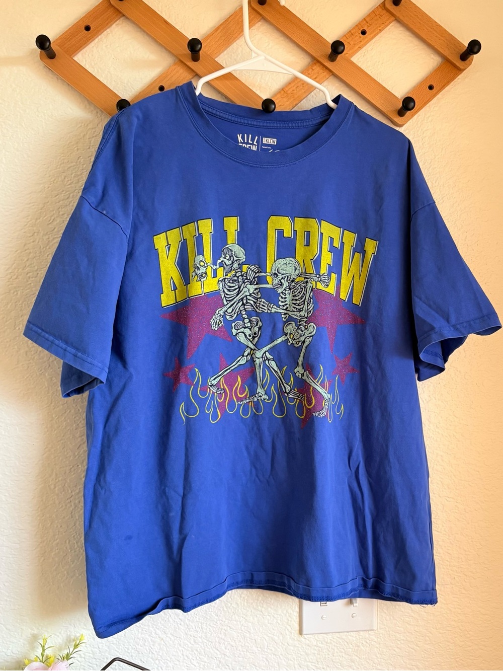 Kill Crew Royal Blue Short-Sleeve Tee with Neon Yellow Logo & Skeletons